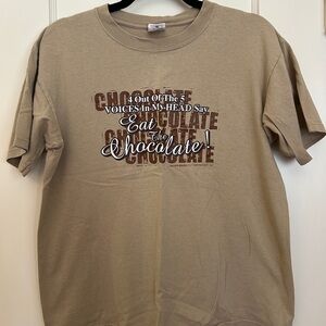 Graphic Tan T-Shirt with Chocolate Print